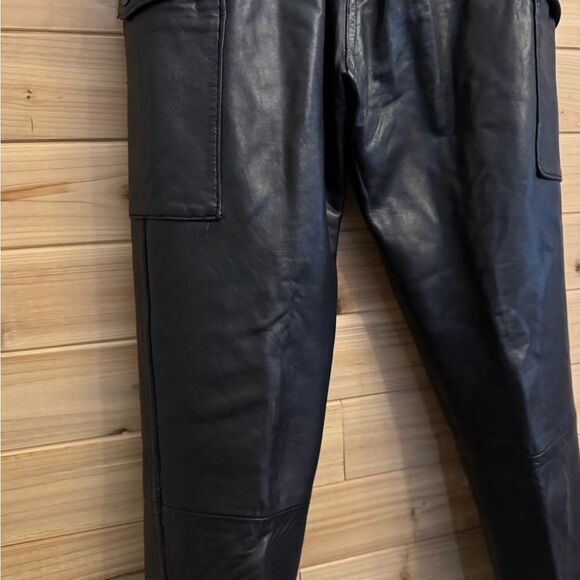 Vintage Merona Sport Sz Medium High Rise Black Leather Cargo Straight Leg Pants - Picture 10 of 14
